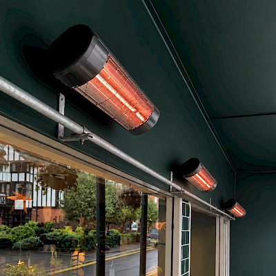 Electric infrared outdoor heating for hospitality terraces, pubs and restaurants